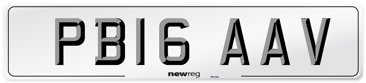 PB16 AAV Number Plate from New Reg